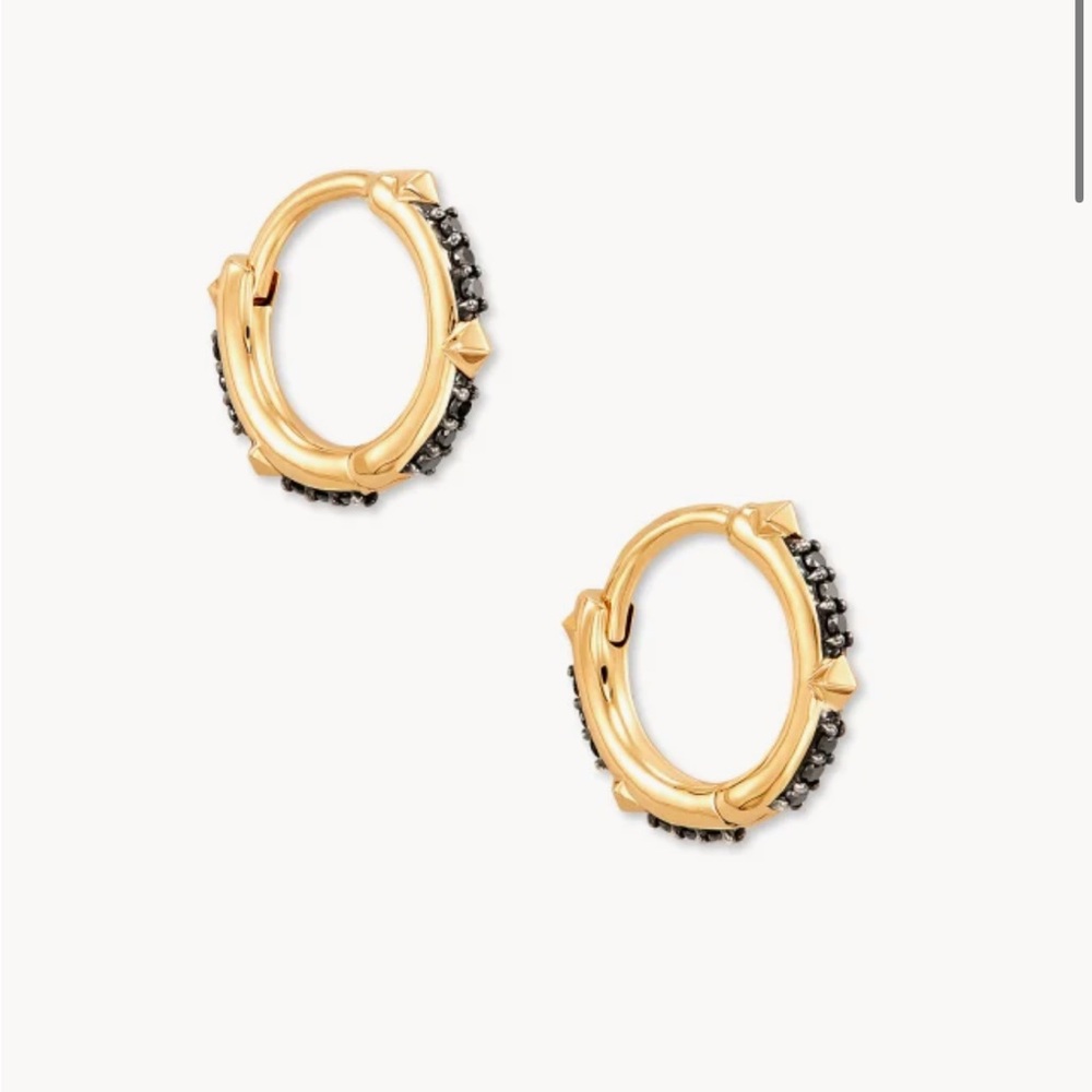 Kendra Scott Gold Hoop Earrings with Black diamonds